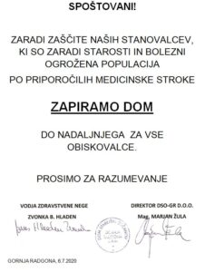 NUJNO OBVESTILO!