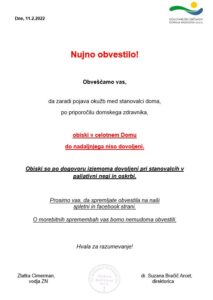 Nujno obvestilo!