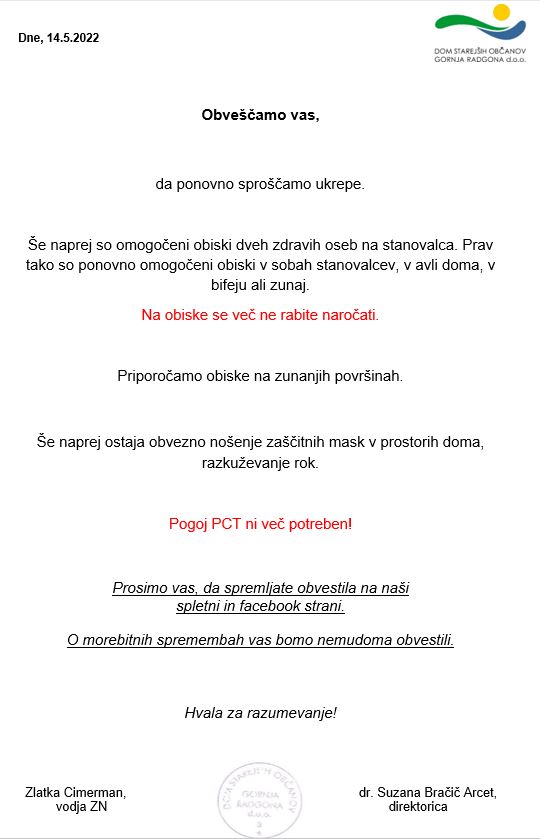 Pogoja PTC ni potrebno več izpolnjevati za obisk