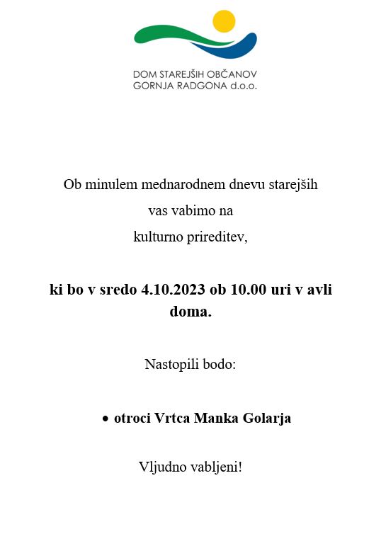 Prireditev ob mednarodnem dnevu starejših