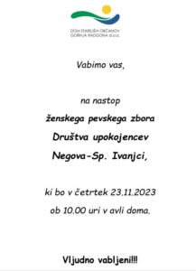 Nastop ŽPZ društva upokojencev Negova-Sp. Ivanjci