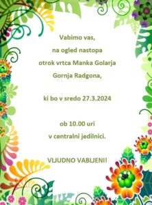 Nastop otrok ob materinskem dnevu